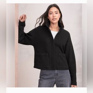 EILEEN FISHER Black Cotton Tweed Jacket XL